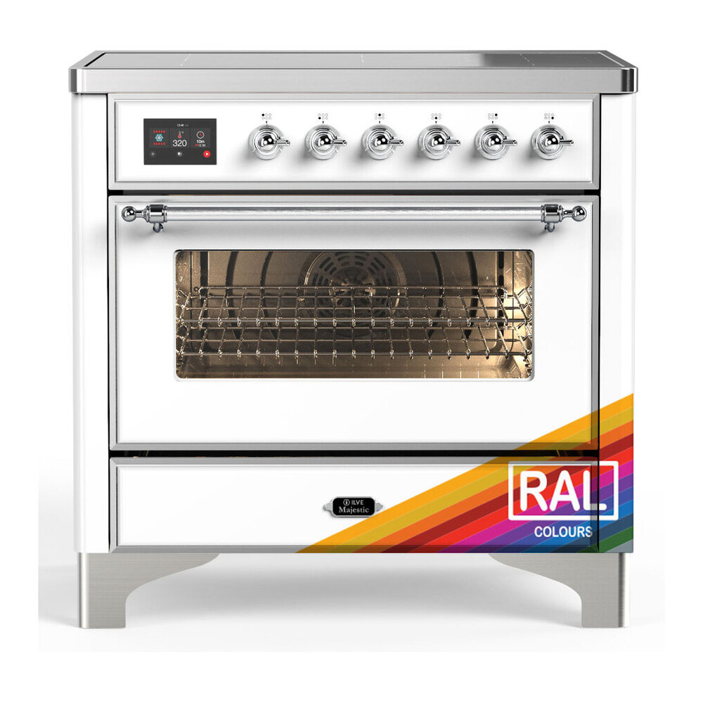 ILVE UMIB36NR3RAC Majestic III 36 inch Induction Range with 6 Elements, 3.5 cu. ft. Total Oven Capacity (Triple Glass Door, RAL, Chrome) 1 UMIB36NR3RAC