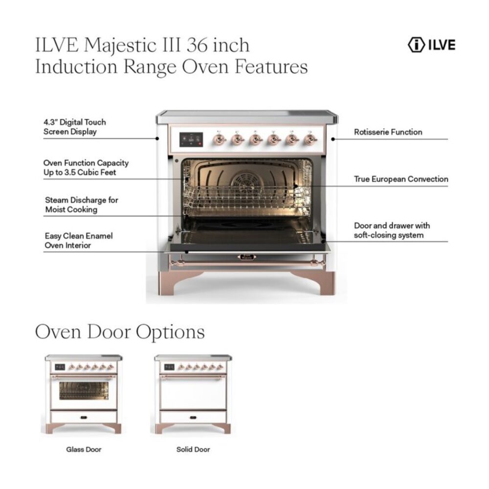 ILVE UMIB36N Majestic III 36 inch Induction Range with 6 Elements, 3.5 cu. ft. Total Oven Capacity