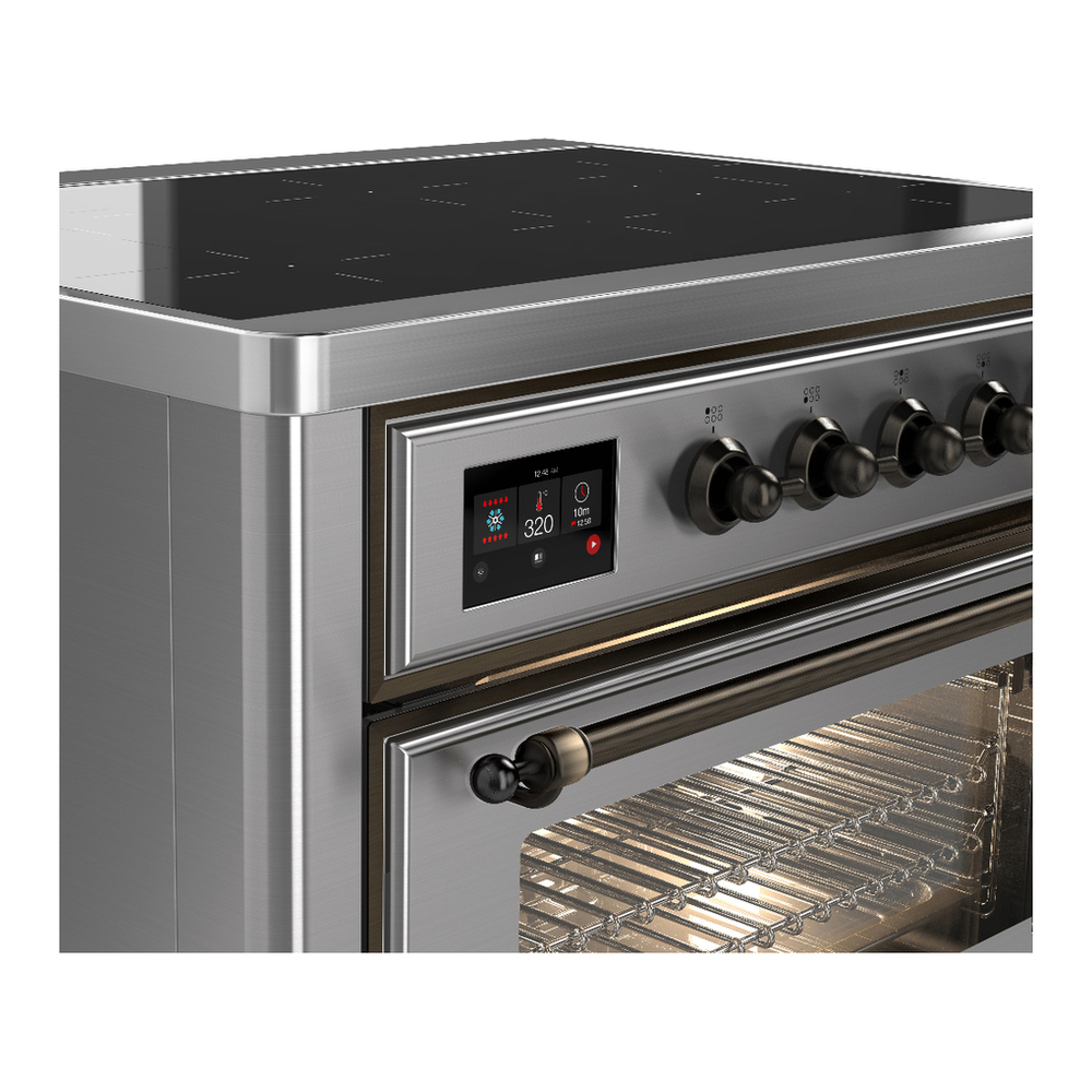 ILVE UMIB36NR3SSB Majestic III 36 inch Induction Range with 6 Elements, 3.5 cu. ft. Total Oven Capacity (Triple Glass Door, Stainless Steel, Burnished) 5 ILVE-UMIB36NR3SSB-Control Knobs View