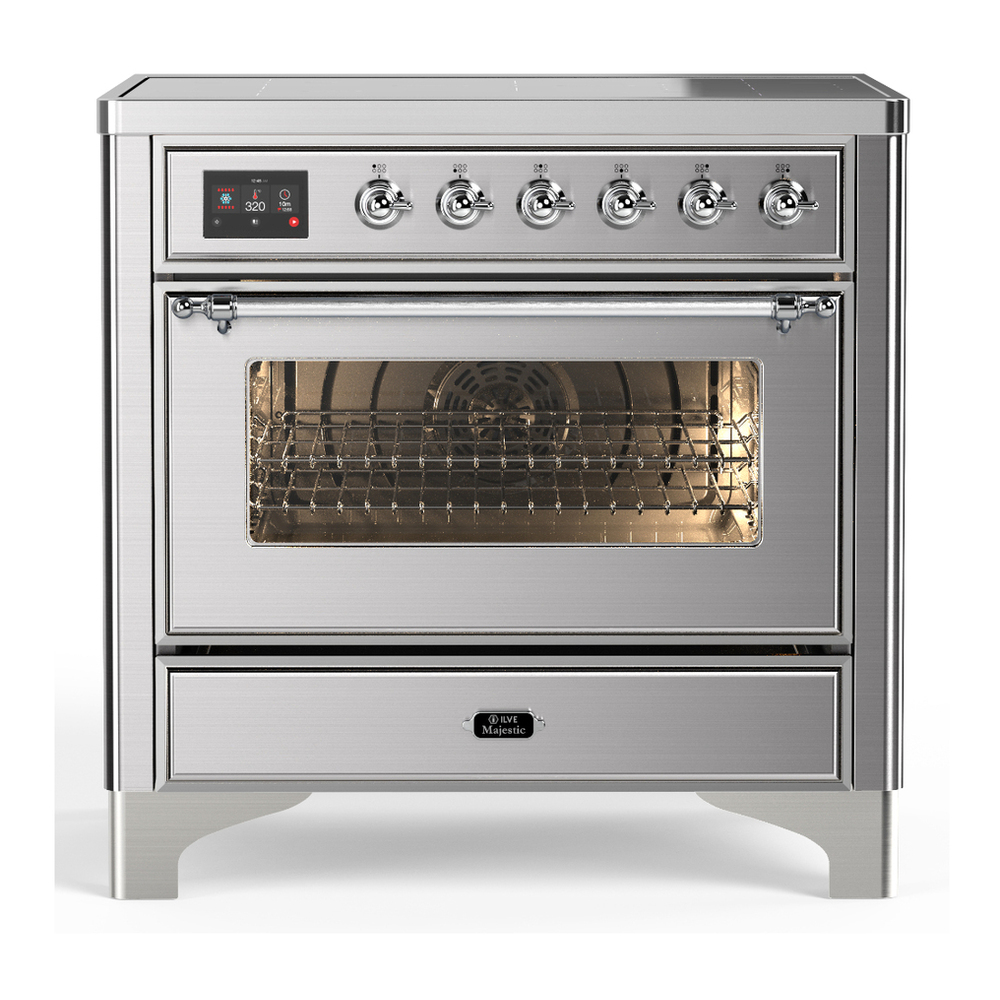 ILVE UMIB36NR3SSC Majestic III 36 inch Induction Range with 6 Elements, 3.5 cu. ft. Total Oven Capacity (Triple Glass Door, Stainless Steel, Chrome) 1 UMIB36NR3SSC