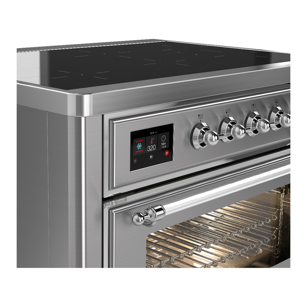 ILVE UMIB36NR3SSC Majestic III 36 inch Induction Range with 6 Elements, 3.5 cu. ft. Total Oven Capacity (Triple Glass Door, Stainless Steel, Chrome) 5 ILVE-UMIB36NR3SSC-Control Knobs View