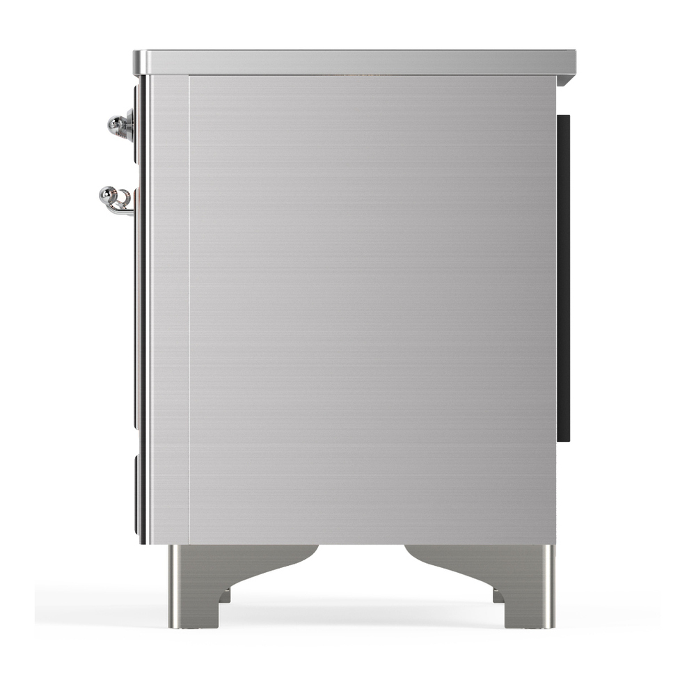 ILVE UMIB36NR3SSC Majestic III 36 inch Induction Range with 6 Elements, 3.5 cu. ft. Total Oven Capacity (Triple Glass Door, Stainless Steel, Chrome) 7 ILVE-UMIB36NR3SSC-Left Side View