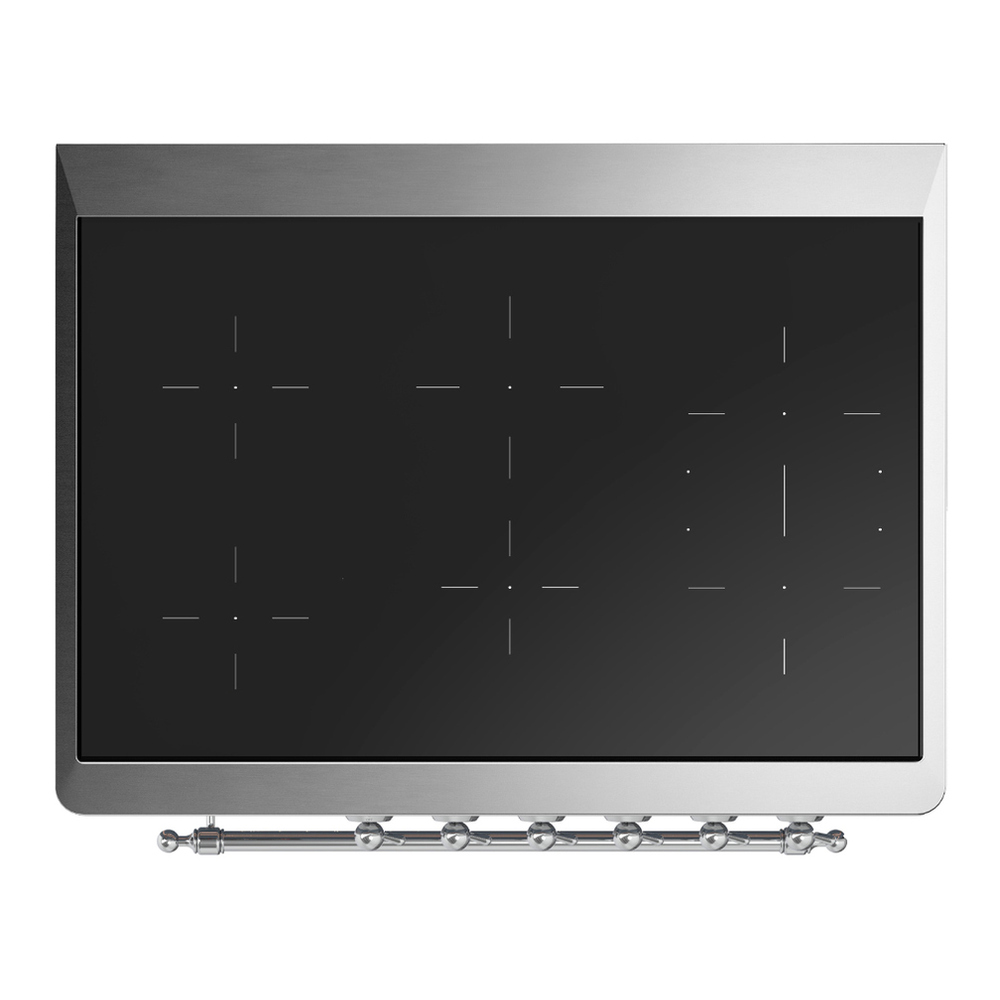 ILVE UMIB36NR3SSC Majestic III 36 inch Induction Range with 6 Elements, 3.5 cu. ft. Total Oven Capacity (Triple Glass Door, Stainless Steel, Chrome) 4 ILVE-UMIB36NR3SSC-Top View