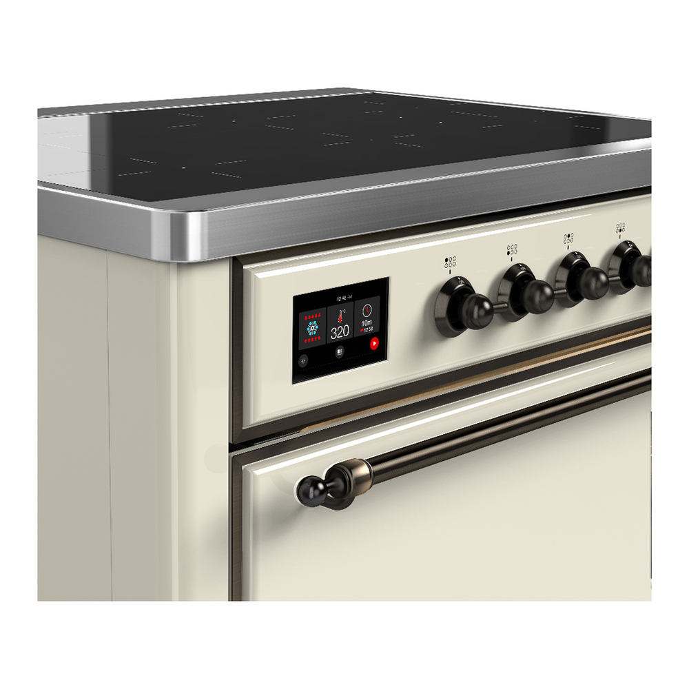 ILVE UMIB36QNR3AWB Majestic III 36 inch Induction Range with 6 Elements, 3.5 cu. ft. Total Oven Capacity (Solid Door, Antique White, Burnished) 5 ILVE-UMIB36QNR3AWB-Control Knobs View