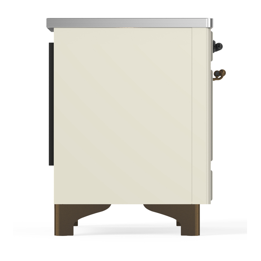 ILVE UMIB36QNR3AWB Majestic III 36 inch Induction Range with 6 Elements, 3.5 cu. ft. Total Oven Capacity (Solid Door, Antique White, Burnished) 6 ILVE-UMIB36QNR3AWB-Right Side View