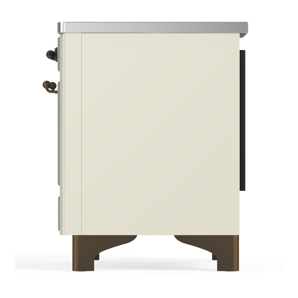 ILVE UMIB36QNR3AWB Majestic III 36 inch Induction Range with 6 Elements, 3.5 cu. ft. Total Oven Capacity (Solid Door, Antique White, Burnished) 7 ILVE-UMIB36QNR3AWB-Left Side View