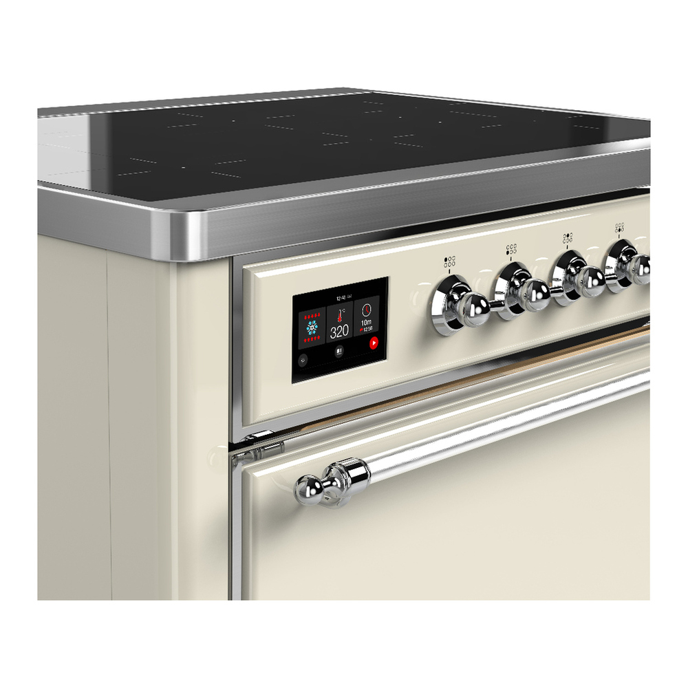 ILVE UMIB36QNR3AWC Majestic III 36 inch Induction Range with 6 Elements, 3.5 cu. ft. Total Oven Capacity (Solid Door, Antique White, Chrome) 5 ILVE-UMIB36QNR3AWC-Control Knobs View
