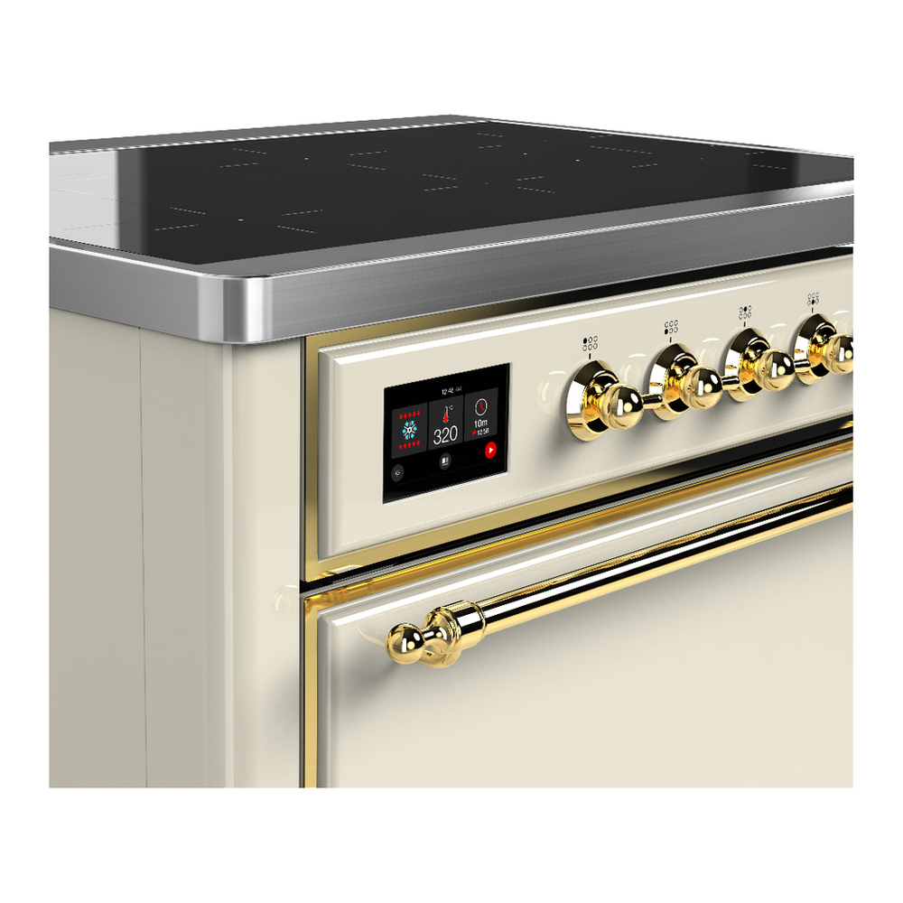 ILVE UMIB36QNR3AWG Majestic III 36 inch Induction Range with 6 Elements, 3.5 cu. ft. Total Oven Capacity (Solid Door, Antique White, Brass) 5 ILVE-UMIB36QNR3AWG-Control Knobs View