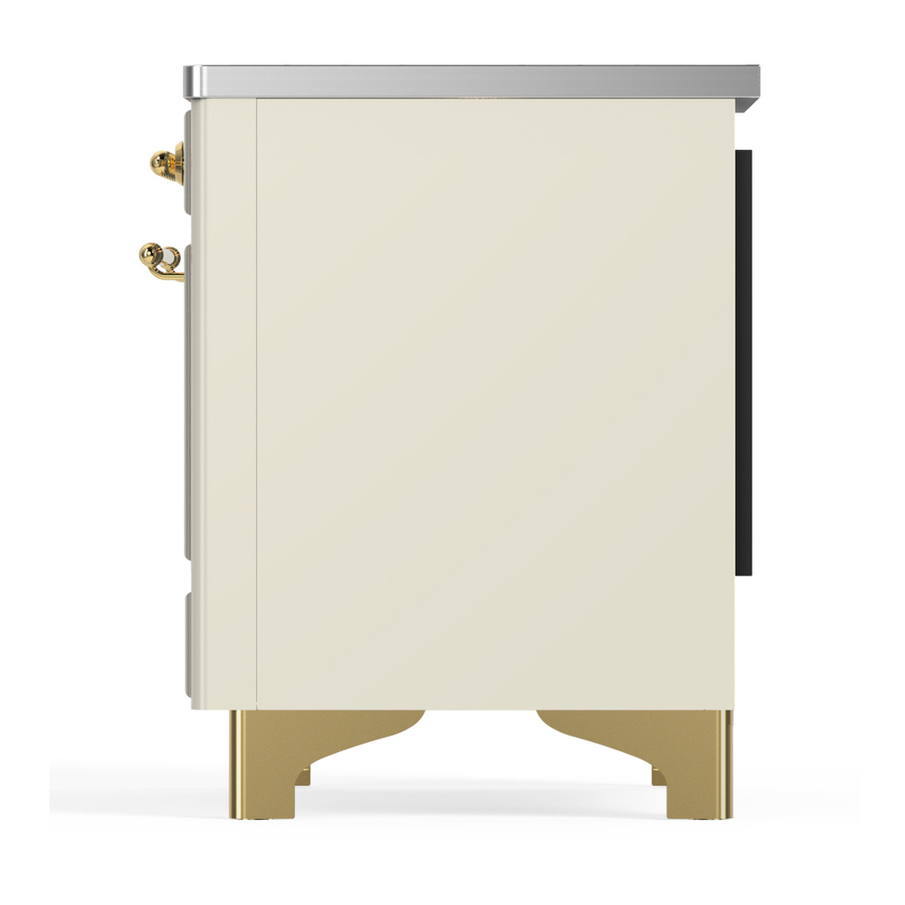 ILVE UMIB36QNR3AWG Majestic III 36 inch Induction Range with 6 Elements, 3.5 cu. ft. Total Oven Capacity (Solid Door, Antique White, Brass) 7 ILVE-UMIB36QNR3AWG-Left Side View