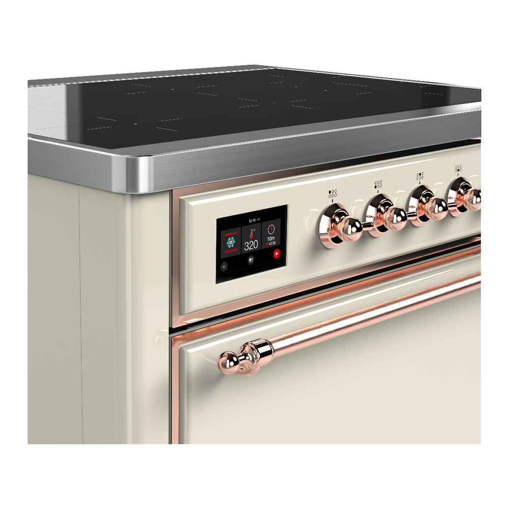 ILVE UMIB36QNR3AWP Majestic III 36 inch Induction Range with 6 Elements, 3.5 cu. ft. Total Oven Capacity (Solid Door, Antique White, Copper) 5 ILVE-UMIB36QNR3AWP-Control Knobs View