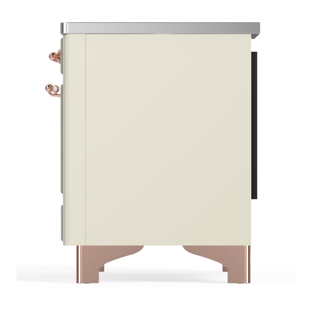 ILVE UMIB36QNR3AWP Majestic III 36 inch Induction Range with 6 Elements, 3.5 cu. ft. Total Oven Capacity (Solid Door, Antique White, Copper) 7 ILVE-UMIB36QNR3AWP-Left Side View