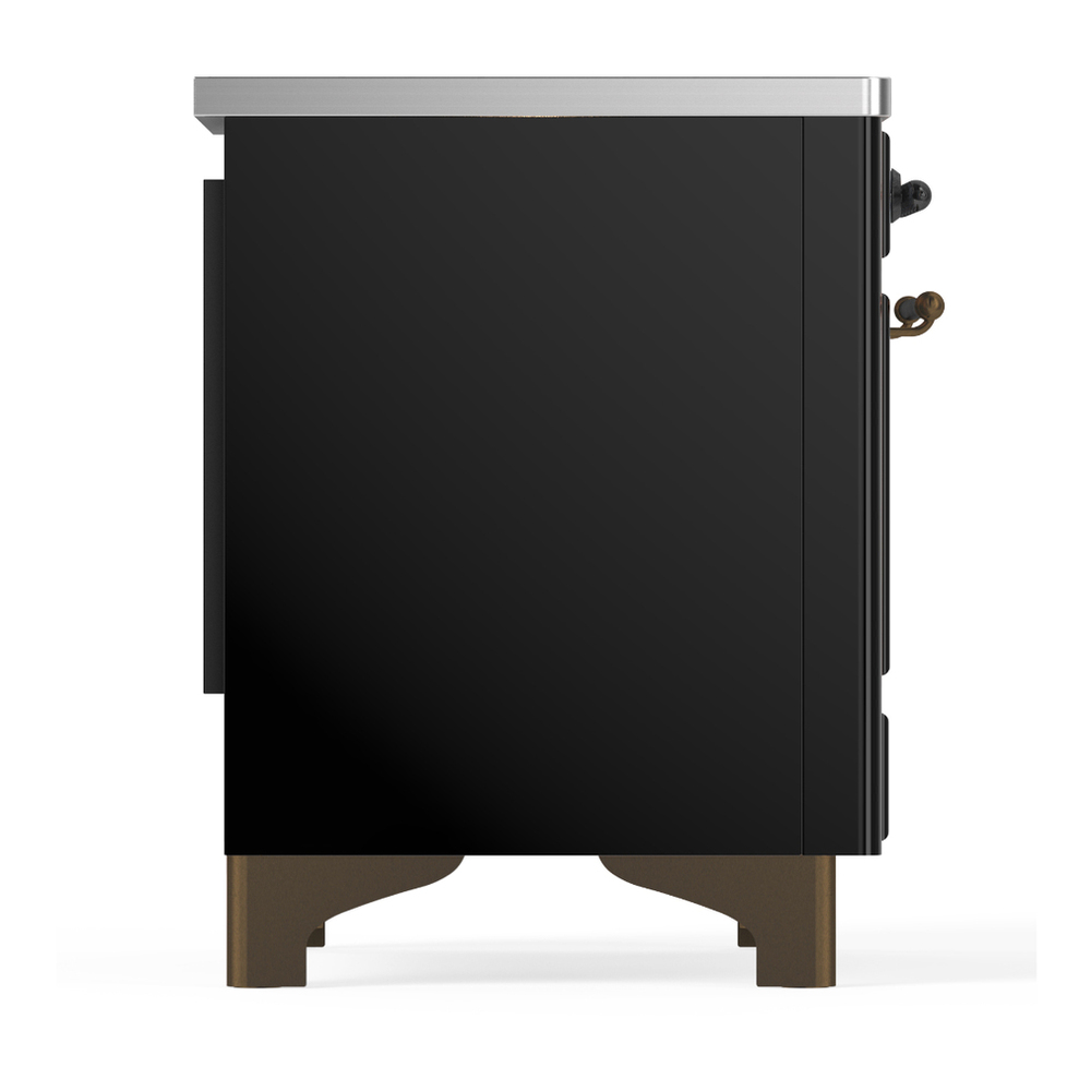 ILVE UMIB36QNR3BKB Majestic III 36 inch Induction Range with 6 Elements, 3.5 cu. ft. Total Oven Capacity (Solid Door, Glossy Black, Burnished) 6 ILVE-UMIB36QNR3BKB-Right Side View