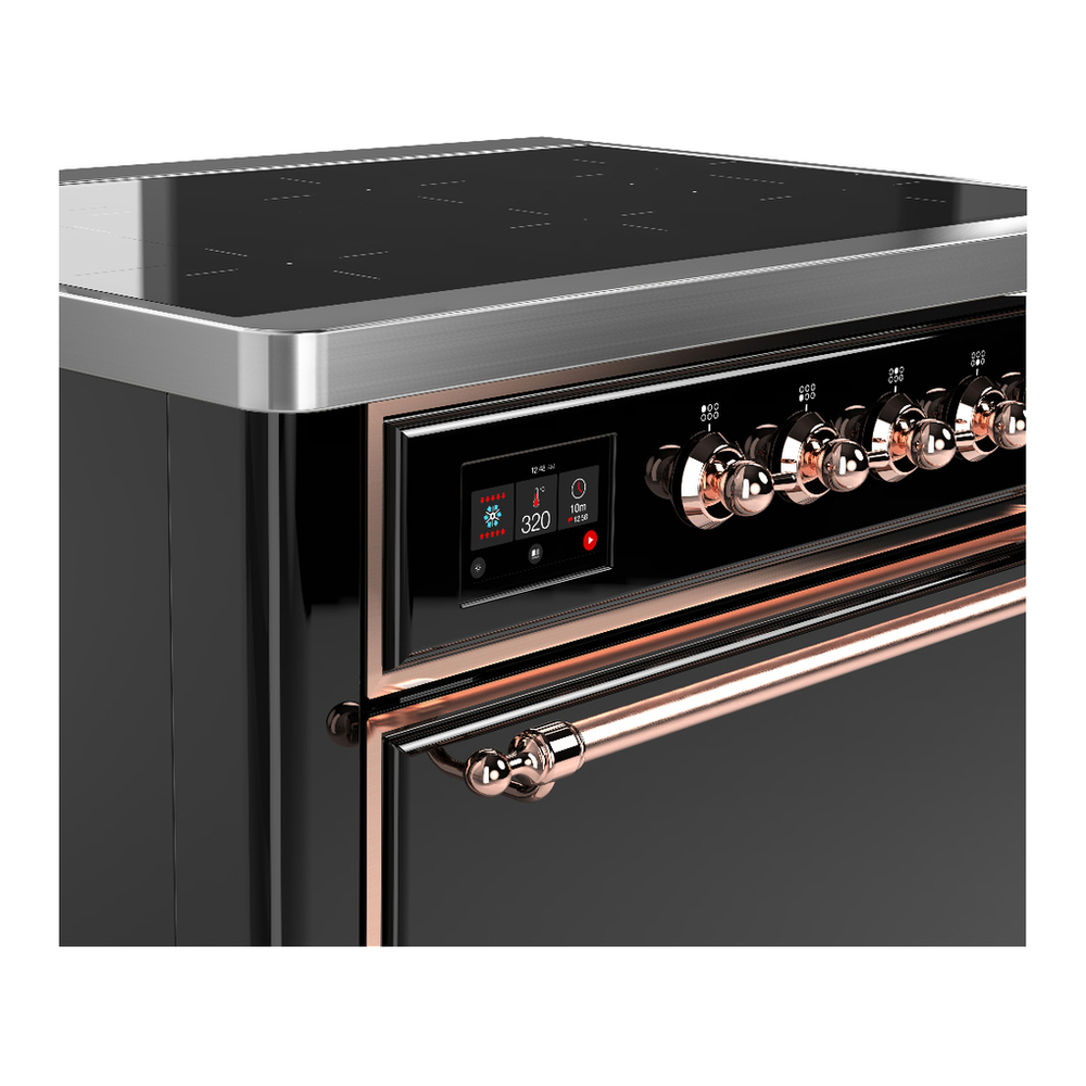 ILVE UMIB36QNR3BKP Majestic III 36 inch Induction Range with 6 Elements, 3.5 cu. ft. Total Oven Capacity (Solid Door, Glossy Black, Copper) 5 ILVE-UMIB36QNR3BKP-Control Knobs View