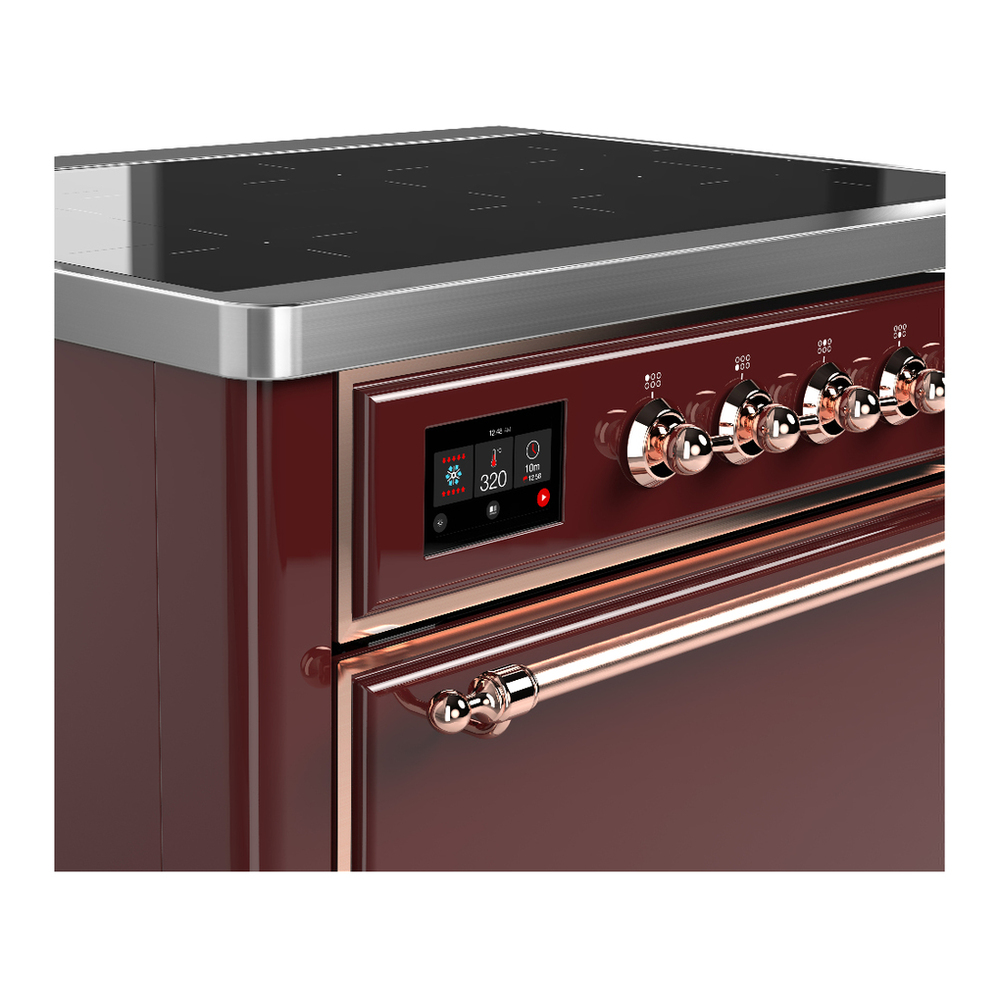ILVE UMIB36QNR3BUP Majestic III 36 inch Induction Range with 6 Elements, 3.5 cu. ft. Total Oven Capacity (Solid Door, Burgundy, Copper) 5 ILVE-UMIB36QNR3BUP-Control Knobs View