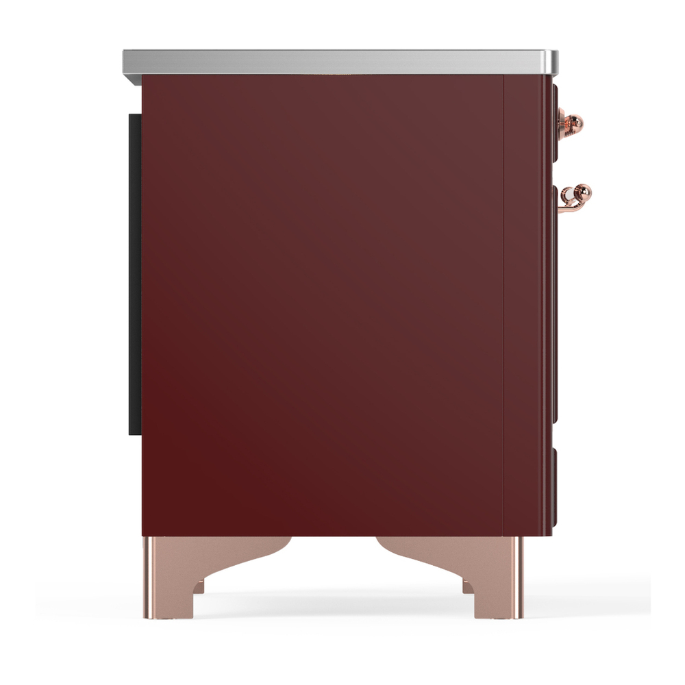 ILVE UMIB36QNR3BUP Majestic III 36 inch Induction Range with 6 Elements, 3.5 cu. ft. Total Oven Capacity (Solid Door, Burgundy, Copper) 6 ILVE-UMIB36QNR3BUP-Right Side View