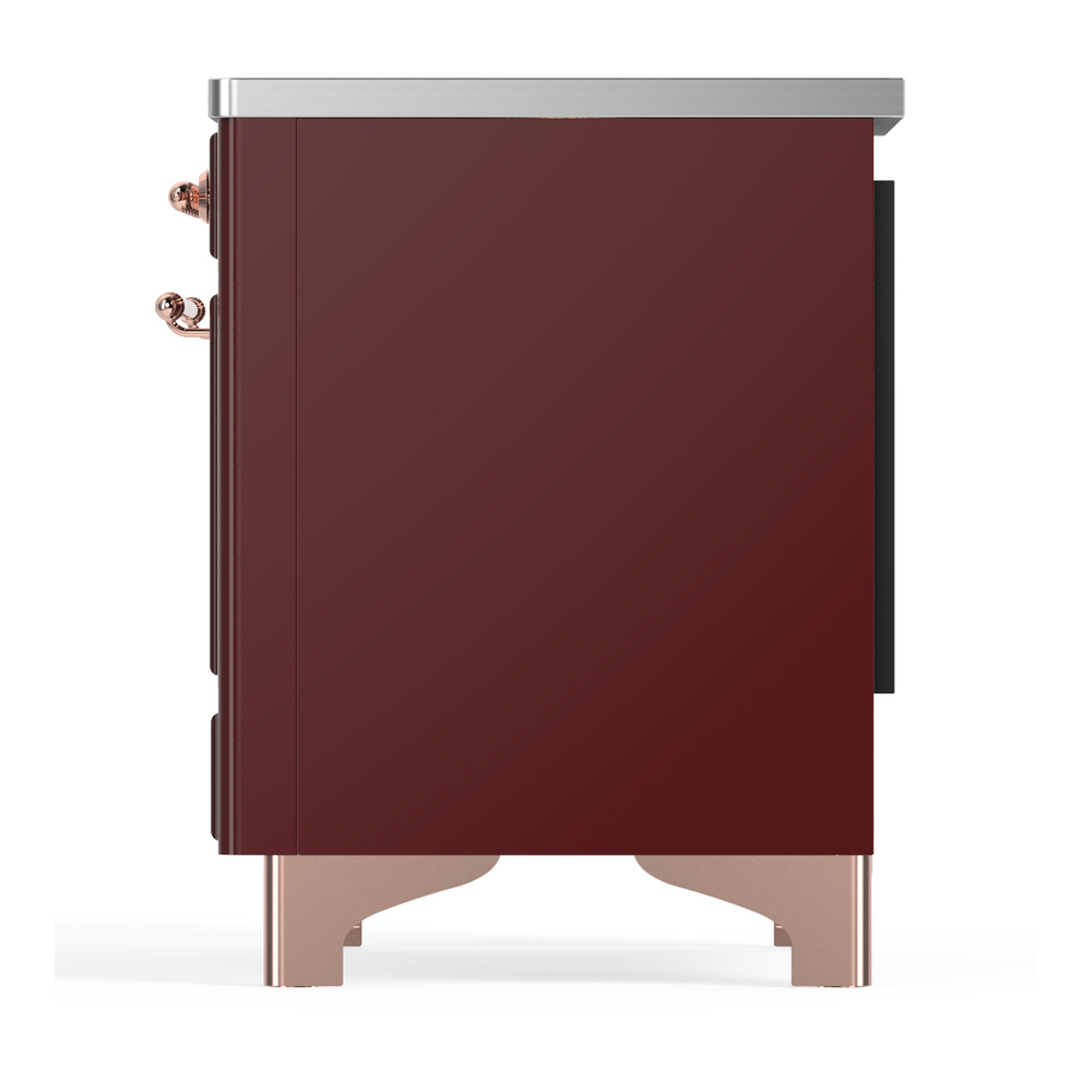 ILVE UMIB36QNR3BUP Majestic III 36 inch Induction Range with 6 Elements, 3.5 cu. ft. Total Oven Capacity (Solid Door, Burgundy, Copper) 7 ILVE-UMIB36QNR3BUP-Left Side View