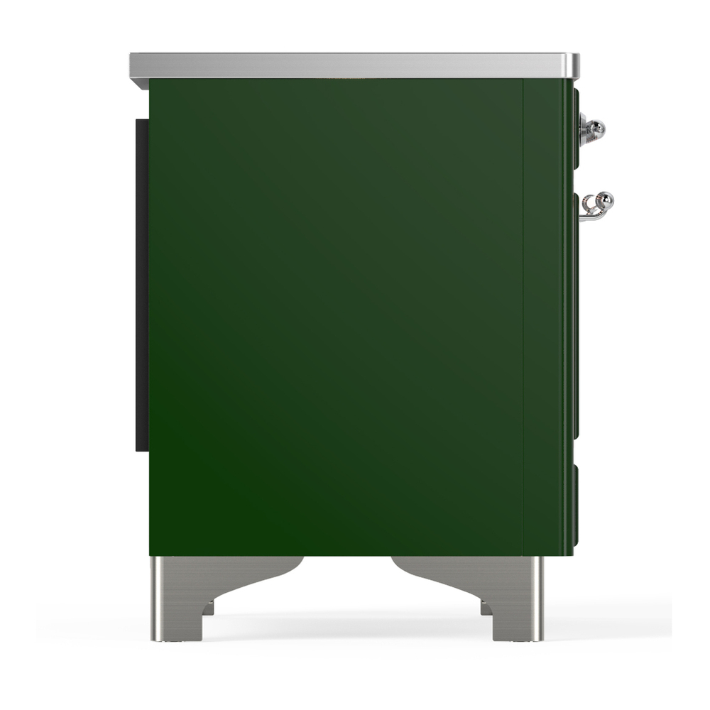 ILVE UMIB36QNR3EGC Majestic III 36 inch Induction Range with 6 Elements, 3.5 cu. ft. Total Oven Capacity (Solid Door, Emerald Green, Chrome) 6 ILVE-UMIB36QNR3EGC-Right Side View
