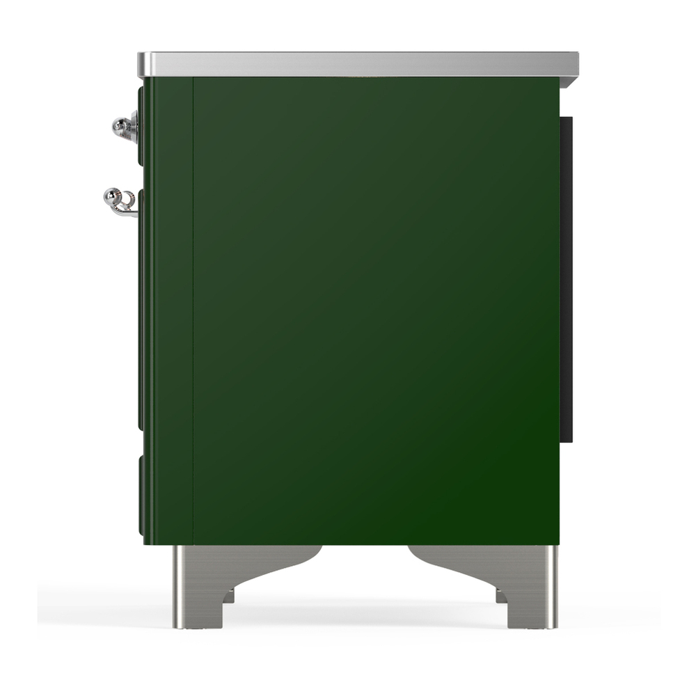 ILVE UMIB36QNR3EGC Majestic III 36 inch Induction Range with 6 Elements, 3.5 cu. ft. Total Oven Capacity (Solid Door, Emerald Green, Chrome) 7 ILVE-UMIB36QNR3EGC-Left Side View