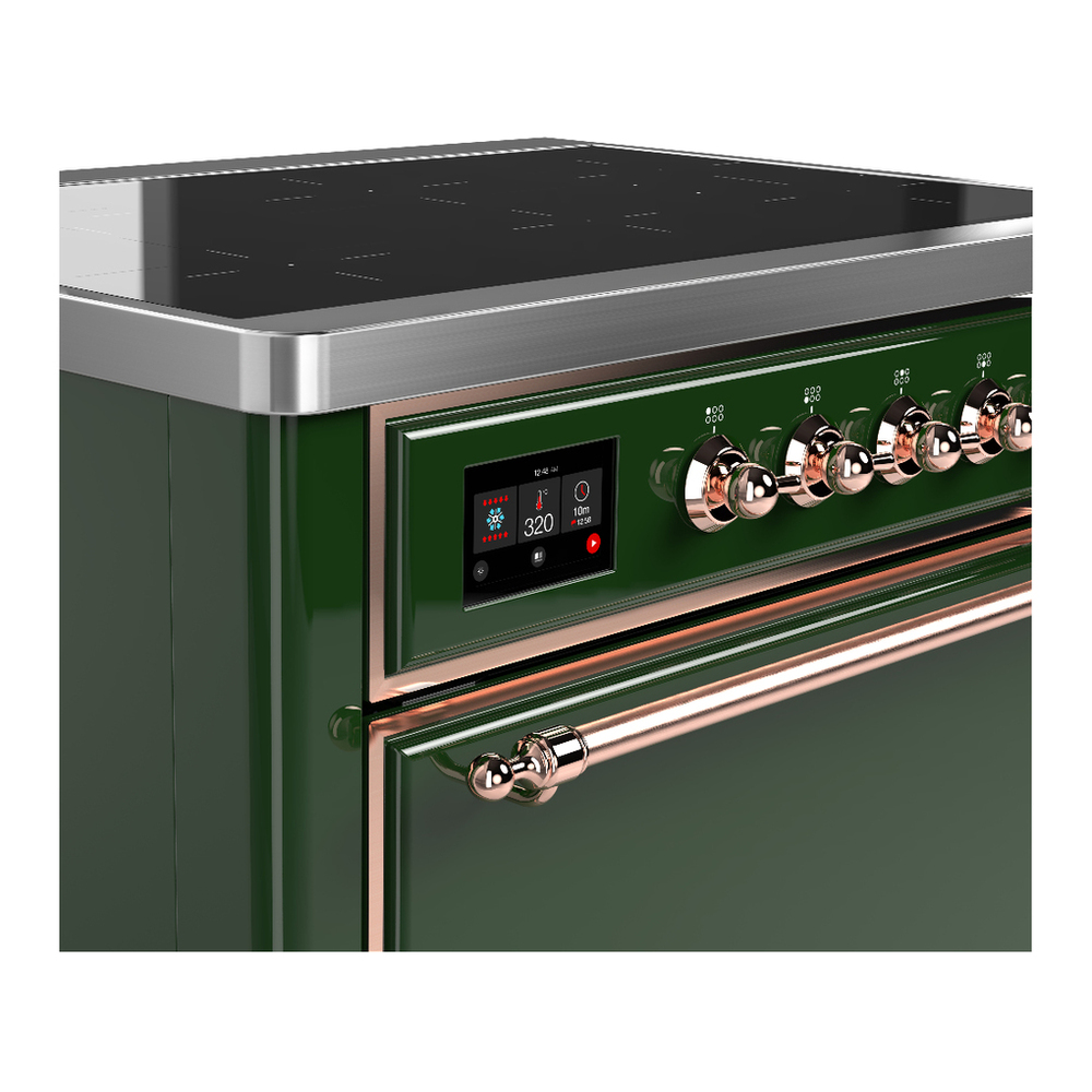 ILVE UMIB36QNR3EGP Majestic III 36 inch Induction Range with 6 Elements, 3.5 cu. ft. Total Oven Capacity (Solid Door, Emerald Green, Copper) 5 ILVE-UMIB36QNR3EGP-Control Knobs View