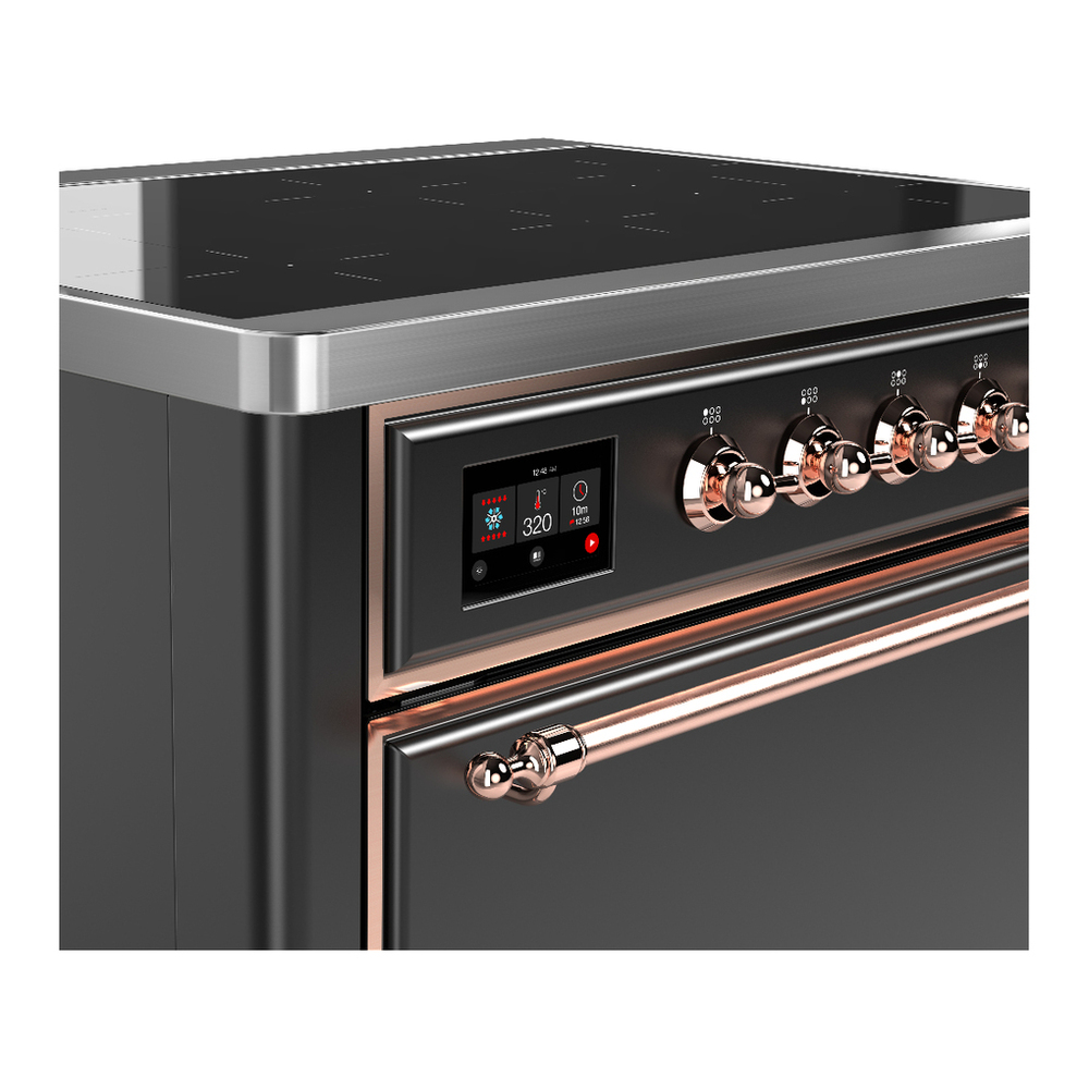 ILVE UMIB36QNR3MGP Majestic III 36 inch Induction Range with 6 Elements, 3.5 cu. ft. Total Oven Capacity (Solid Door, Graphite Matte, Copper) 4 ILVE-UMIB36QNR3MGP-Control Knobs View