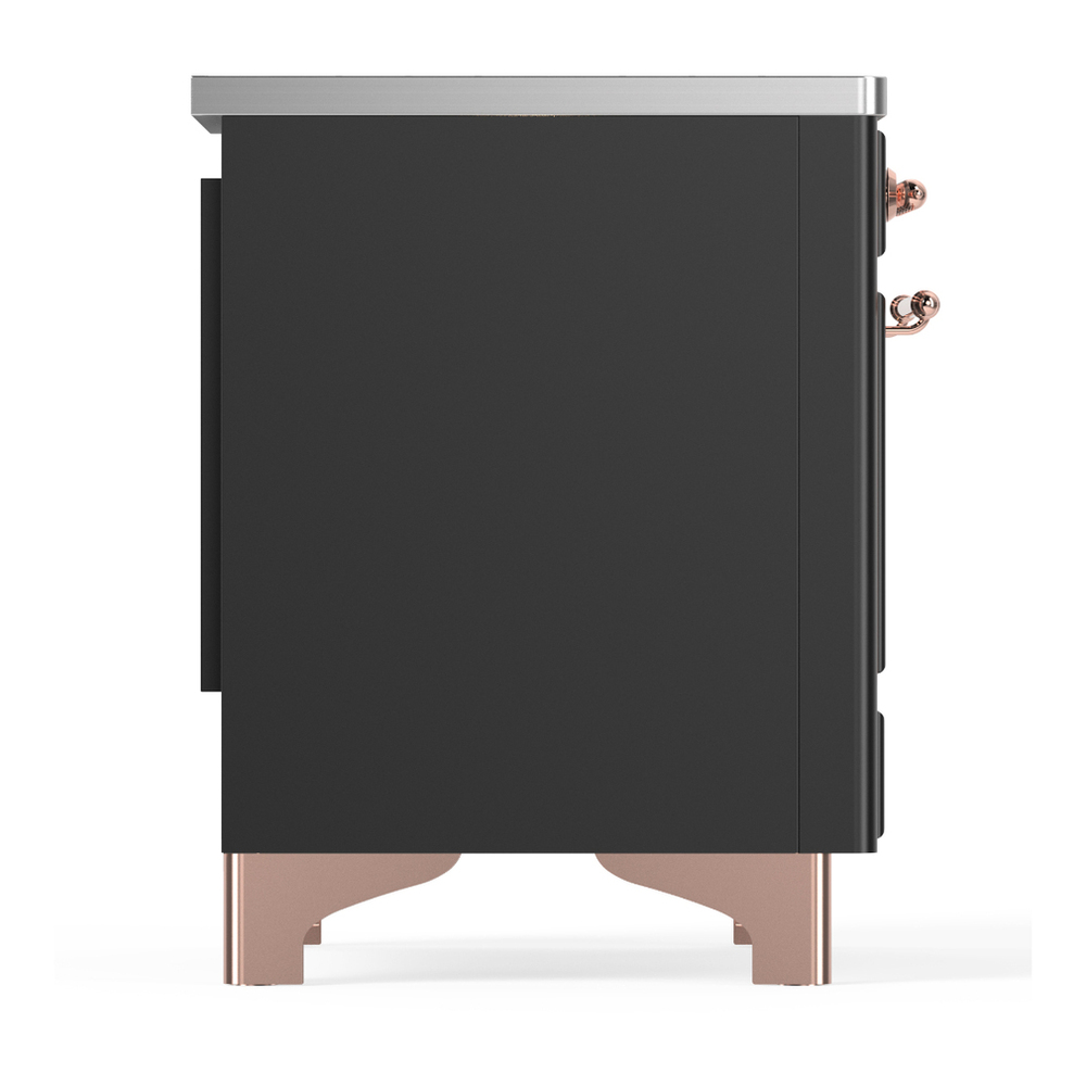 ILVE UMIB36QNR3MGP Majestic III 36 inch Induction Range with 6 Elements, 3.5 cu. ft. Total Oven Capacity (Solid Door, Graphite Matte, Copper) 5 ILVE-UMIB36QNR3MGP-Right Side View