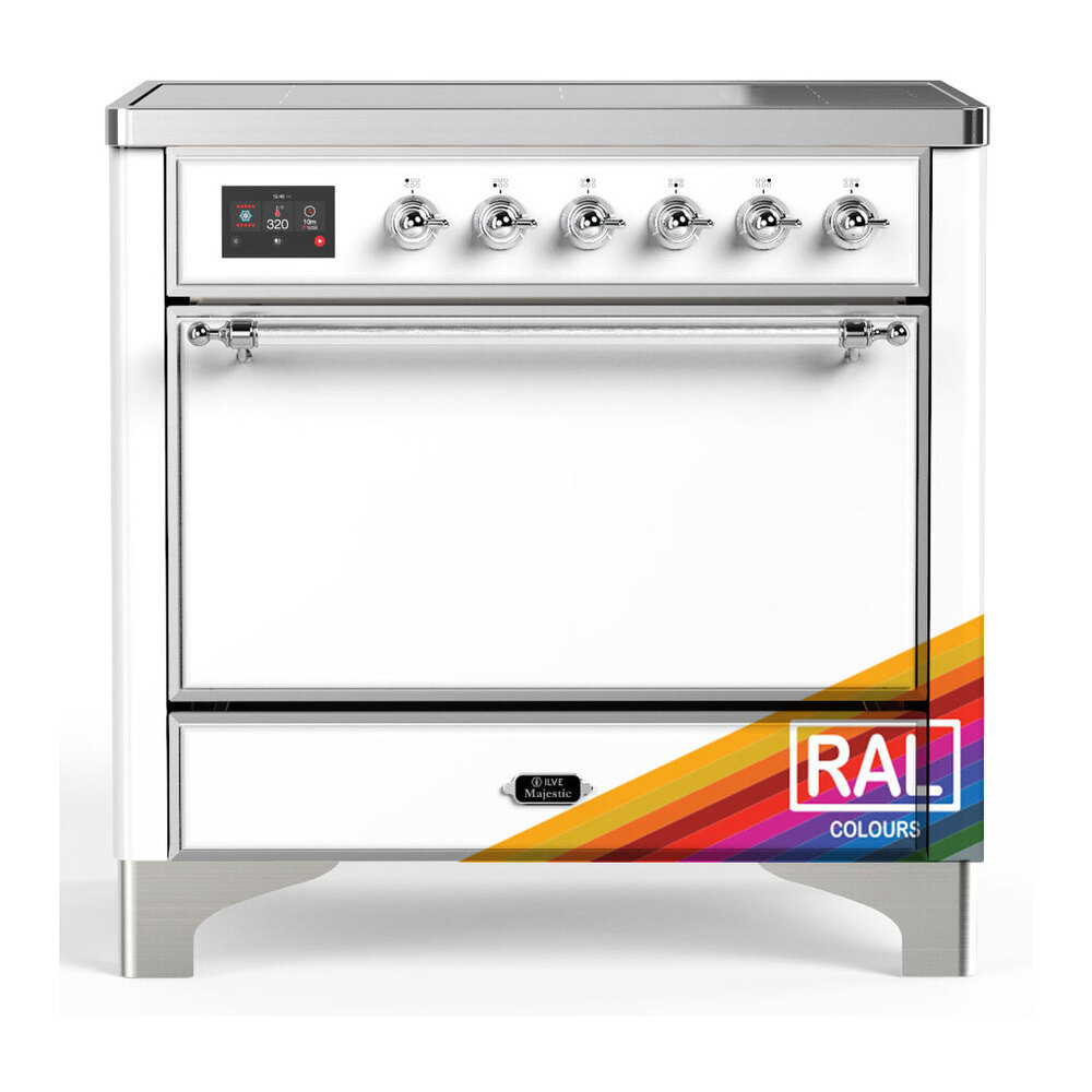 ILVE UMIB36QNR3RAC Majestic III 36 inch Induction Range with 6 Elements, 3.5 cu. ft. Total Oven Capacity (Solid Door, RAL, Chrome) 1 UMIB36QNR3RAC