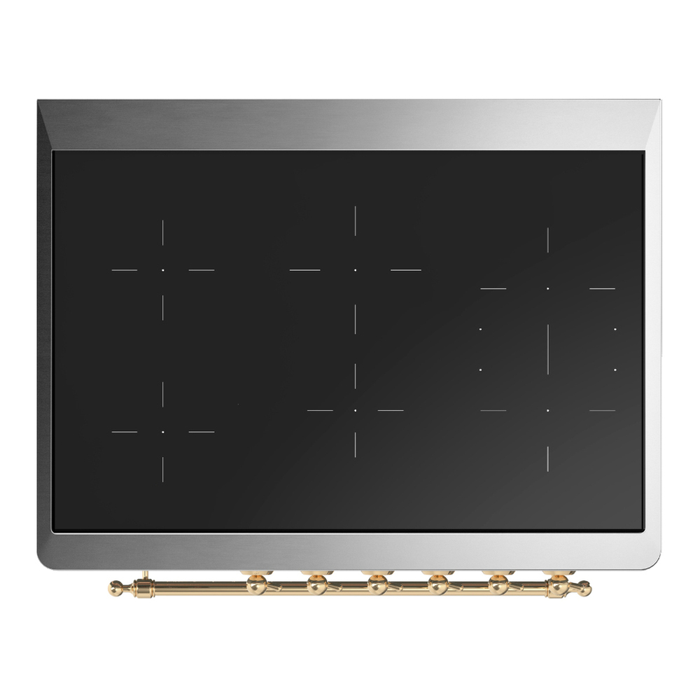 ILVE UMIB36QNR3SSG Majestic III 36 inch Induction Range with 6 Elements, 3.5 cu. ft. Total Oven Capacity (Solid Door, Stainless Steel, Brass) 4 ILVE-UMIB36QNR3SSG-Top View