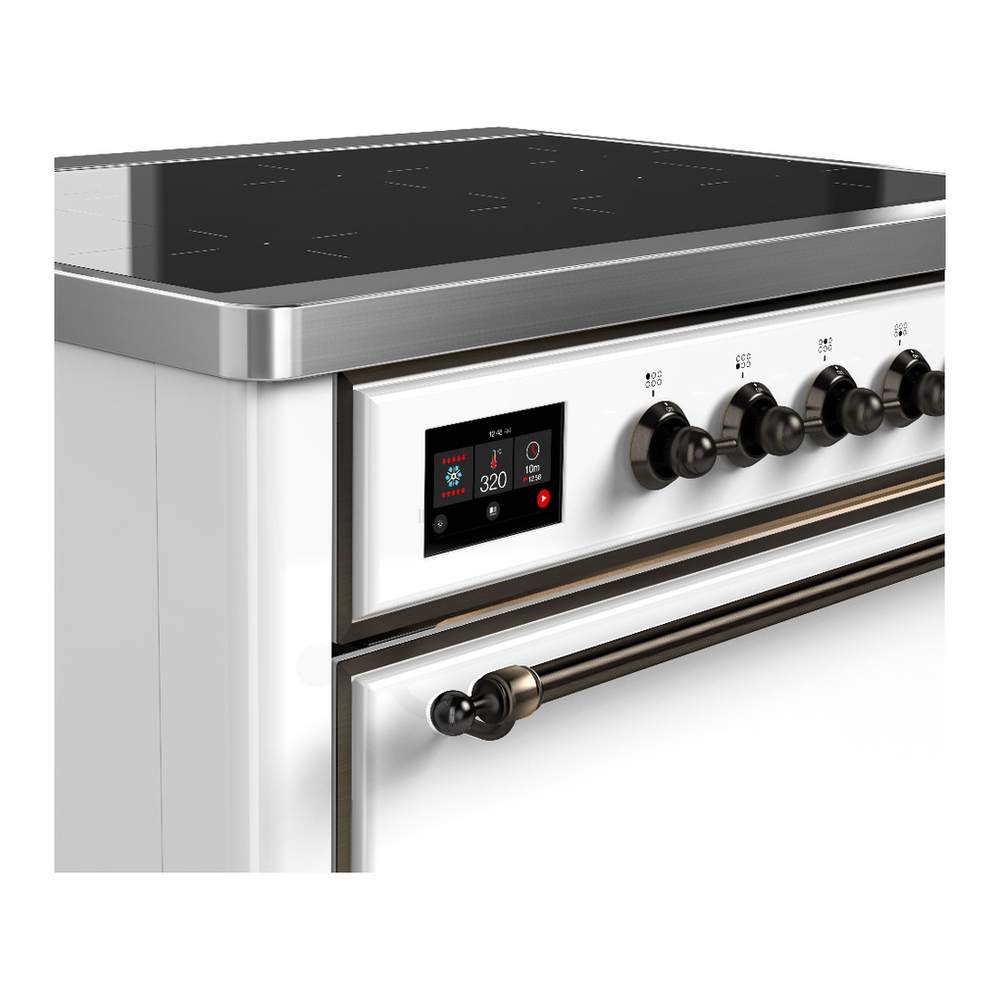 ILVE UMIB36QNR3WHB Majestic III 36 inch Induction Range with 6 Elements, 3.5 cu. ft. Total Oven Capacity (Solid Door, White, Burnished) 5 ILVE-UMIB36QNR3WHB-Control Knobs View