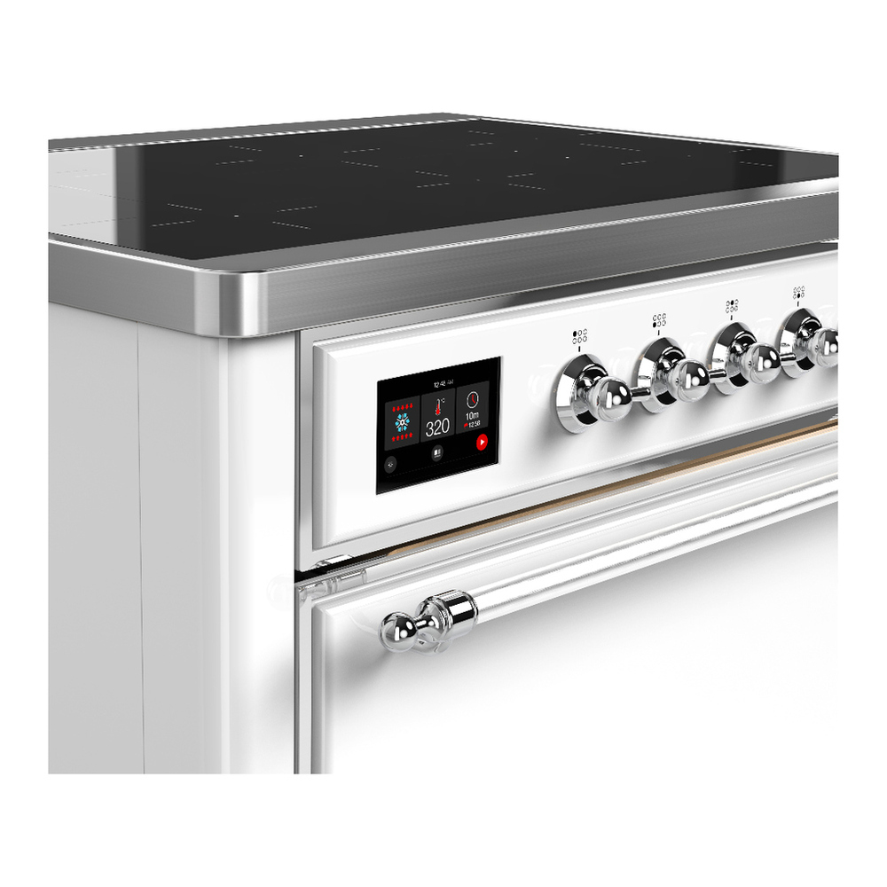 ILVE UMIB36QNR3WHC Majestic III 36 inch Induction Range with 6 Elements, 3.5 cu. ft. Total Oven Capacity (Solid Door, White, Chrome) 5 ILVE-UMIB36QNR3WHC-Control Knobs View