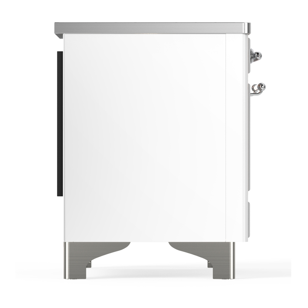 ILVE UMIB36QNR3WHC Majestic III 36 inch Induction Range with 6 Elements, 3.5 cu. ft. Total Oven Capacity (Solid Door, White, Chrome) 6 ILVE-UMIB36QNR3WHC-Right Side View