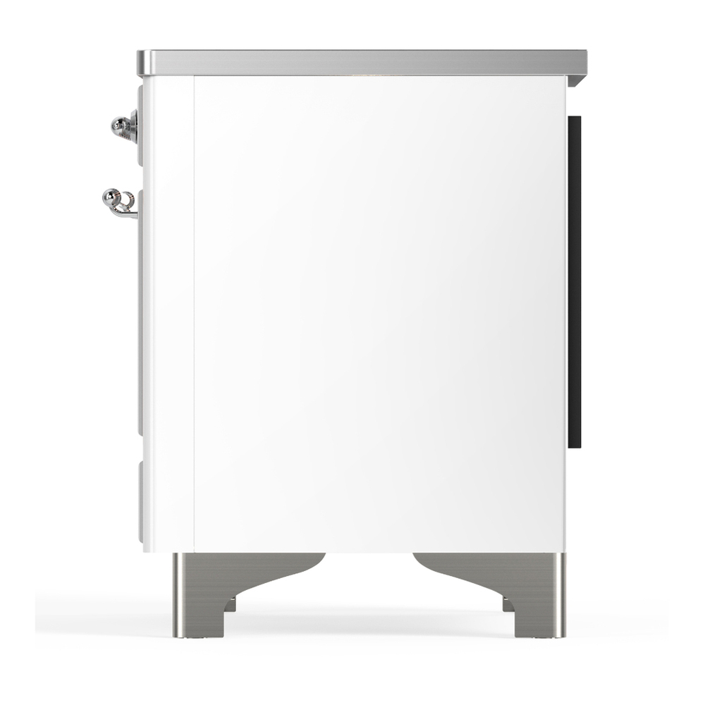 ILVE UMIB36QNR3WHC Majestic III 36 inch Induction Range with 6 Elements, 3.5 cu. ft. Total Oven Capacity (Solid Door, White, Chrome) 7 ILVE-UMIB36QNR3WHC-Left Side View