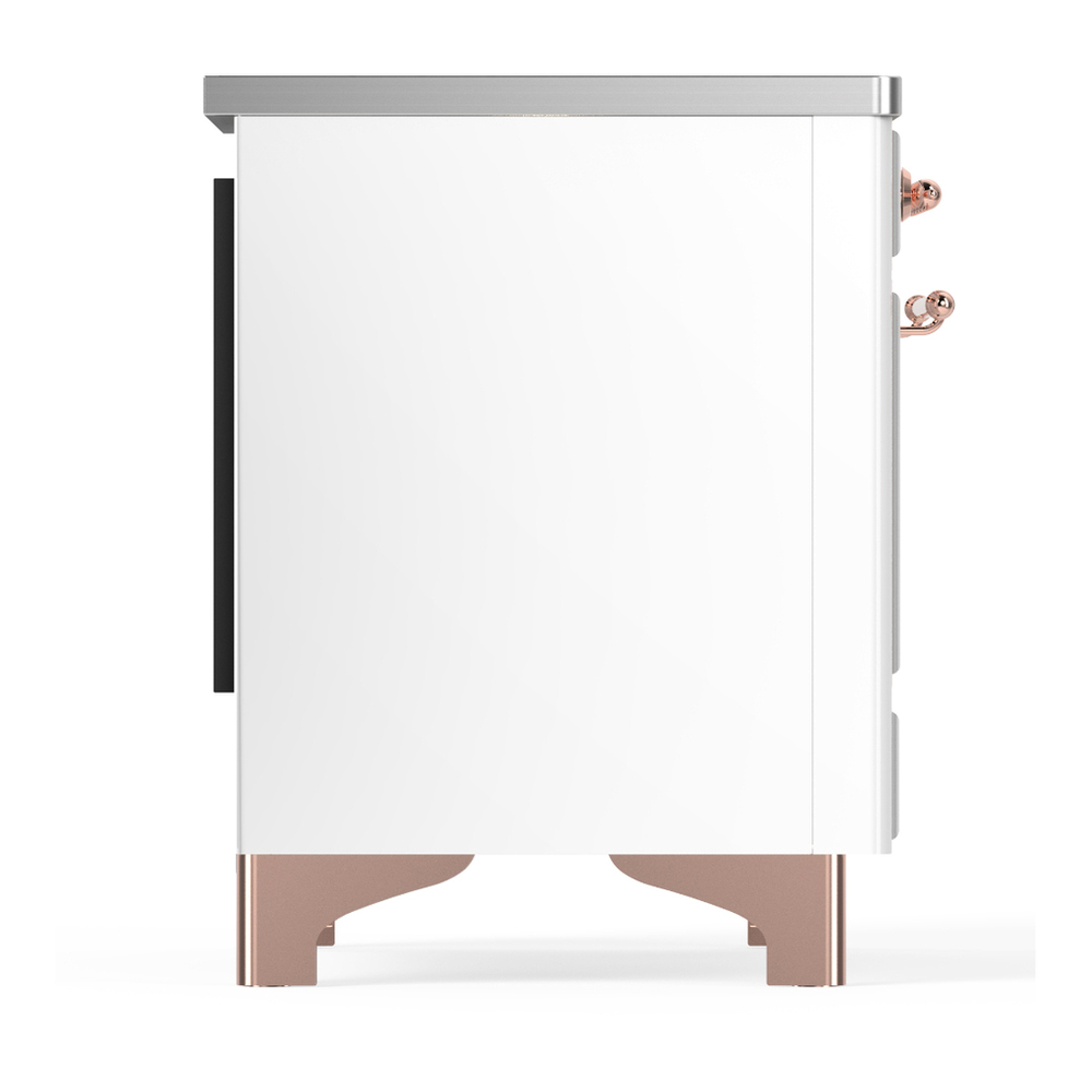 ILVE UMIB36QNR3WHP Majestic III 36 inch Induction Range with 6 Elements, 3.5 cu. ft. Total Oven Capacity (Solid Door, White, Copper) 6 ILVE-UMIB36QNR3WHP-Right Side View