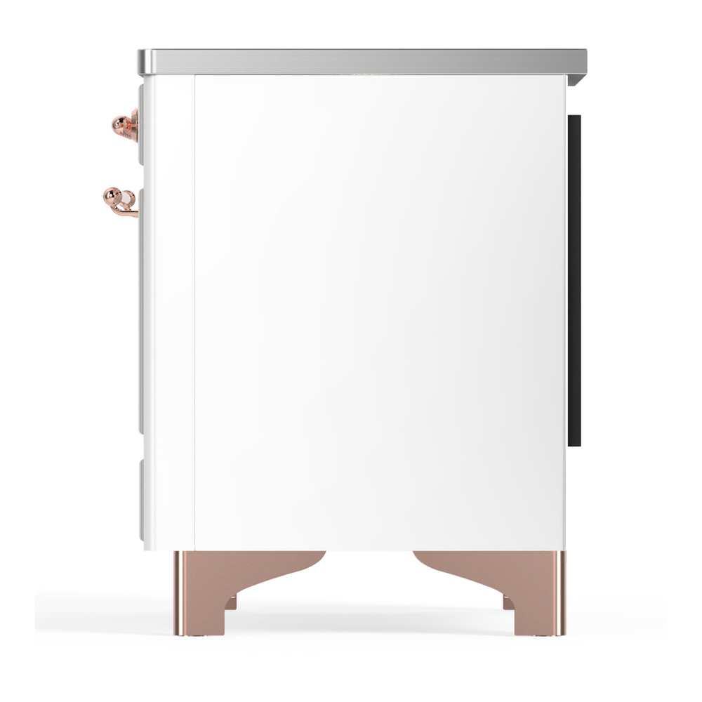 ILVE UMIB36QNR3WHP Majestic III 36 inch Induction Range with 6 Elements, 3.5 cu. ft. Total Oven Capacity (Solid Door, White, Copper) 7 ILVE-UMIB36QNR3WHP-Left Side View