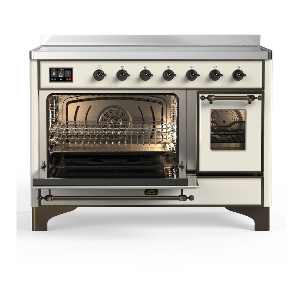ILVE UMIB48NR3AWB Majestic III 48 inch Induction Range with 6 Elements, 5.02 cu. ft. Total Oven Capacity (Triple Glass Door, Antique White, Burnished) 3 ILVE-UMIB48NR3AWB-Primary Oven Open View