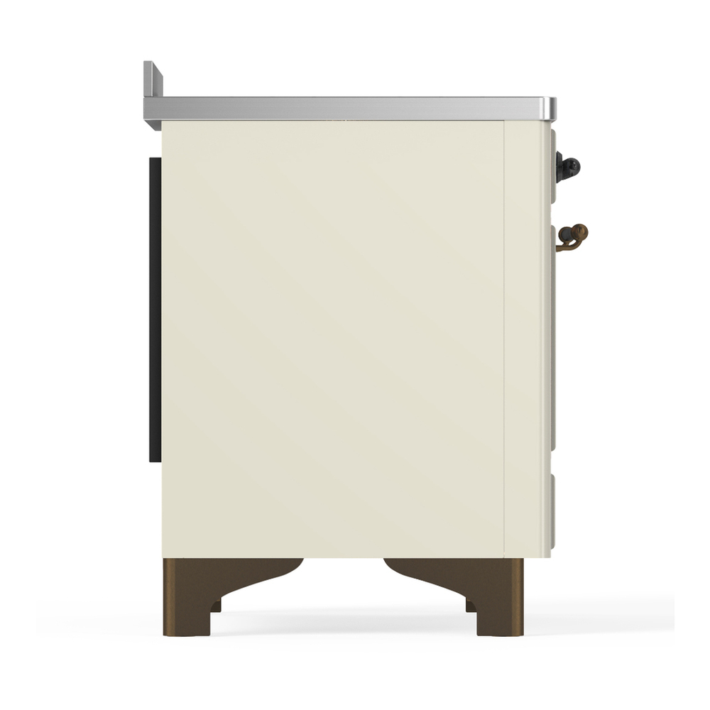 ILVE UMIB48NR3AWB Majestic III 48 inch Induction Range with 6 Elements, 5.02 cu. ft. Total Oven Capacity (Triple Glass Door, Antique White, Burnished) 8 ILVE-UMIB48NR3AWB-Right Side View