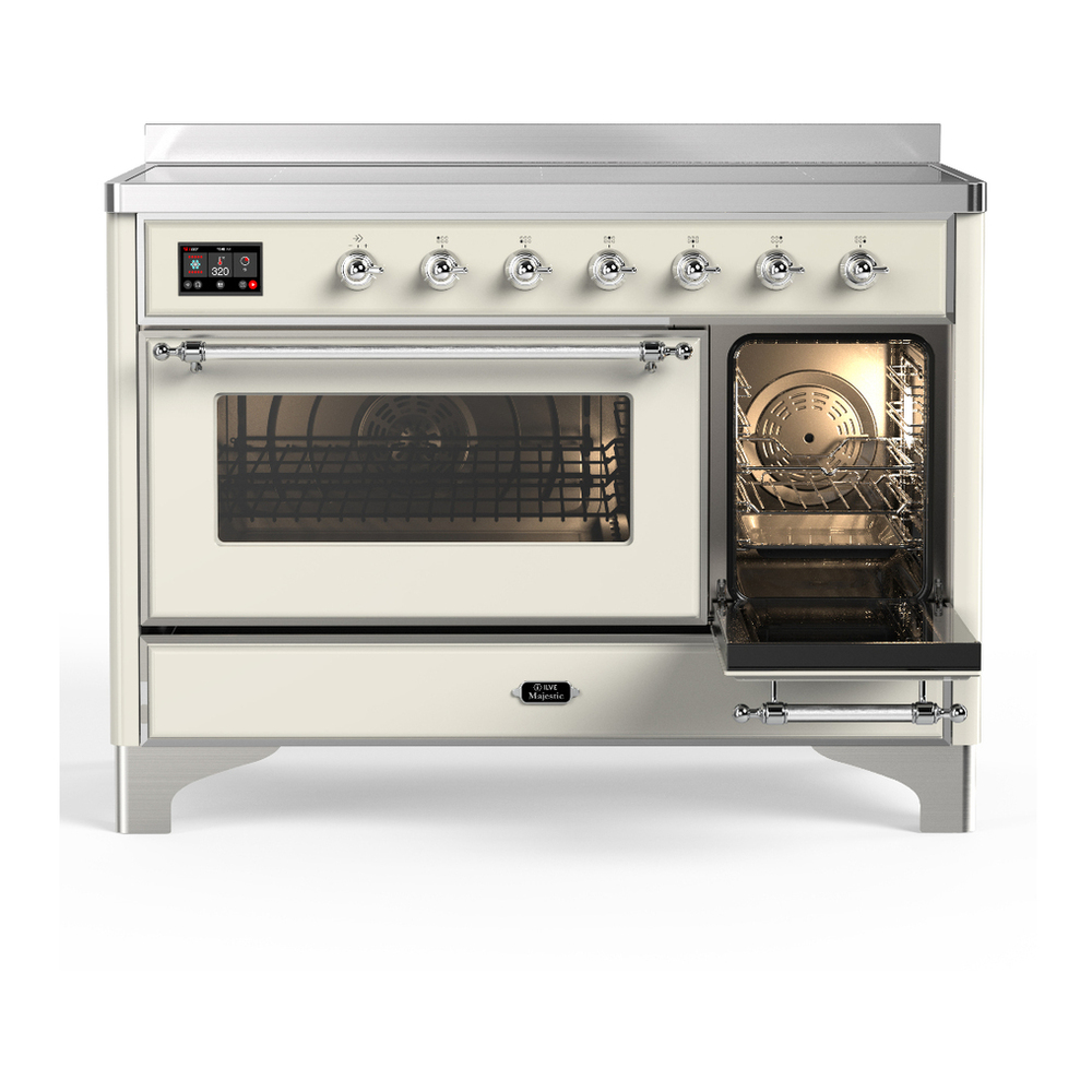 ILVE UMIB48NR3AWC Majestic III 48 inch Induction Range with 6 Elements, 5.02 cu. ft. Total Oven Capacity (Triple Glass Door, Antique White, Chrome) 4 ILVE-UMIB48NR3AWC-Secondary Oven Open View