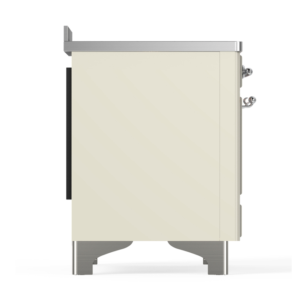 ILVE UMIB48NR3AWC Majestic III 48 inch Induction Range with 6 Elements, 5.02 cu. ft. Total Oven Capacity (Triple Glass Door, Antique White, Chrome) 8 ILVE-UMIB48NR3AWC-Right Side View