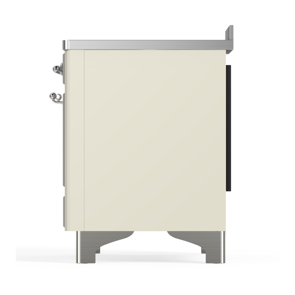 ILVE UMIB48NR3AWC Majestic III 48 inch Induction Range with 6 Elements, 5.02 cu. ft. Total Oven Capacity (Triple Glass Door, Antique White, Chrome) 9 ILVE-UMIB48NR3AWC-Left Side View