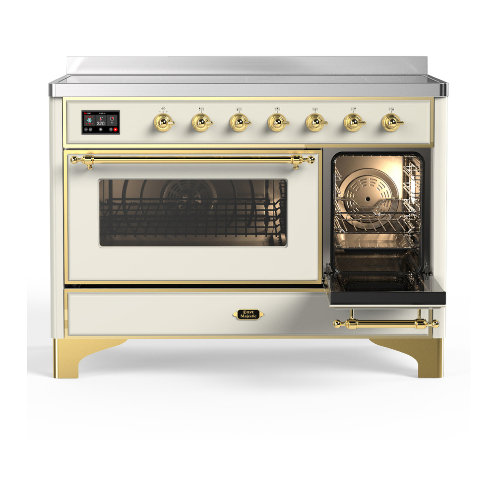 ILVE UMIB48NR3AWG Majestic III 48 inch Induction Range with 6 Elements, 5.02 cu. ft. Total Oven Capacity (Triple Glass Door, Antique White, Brass) 4 ILVE-UMIB48NR3AWG-Secondary Oven Open View