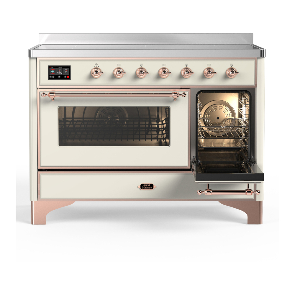 ILVE UMIB48NR3AWP Majestic III 48 inch Induction Range with 6 Elements, 5.02 cu. ft. Total Oven Capacity (Triple Glass Door, Antique White, Copper) 4 ILVE-UMIB48NR3AWP-Secondary Oven Open View