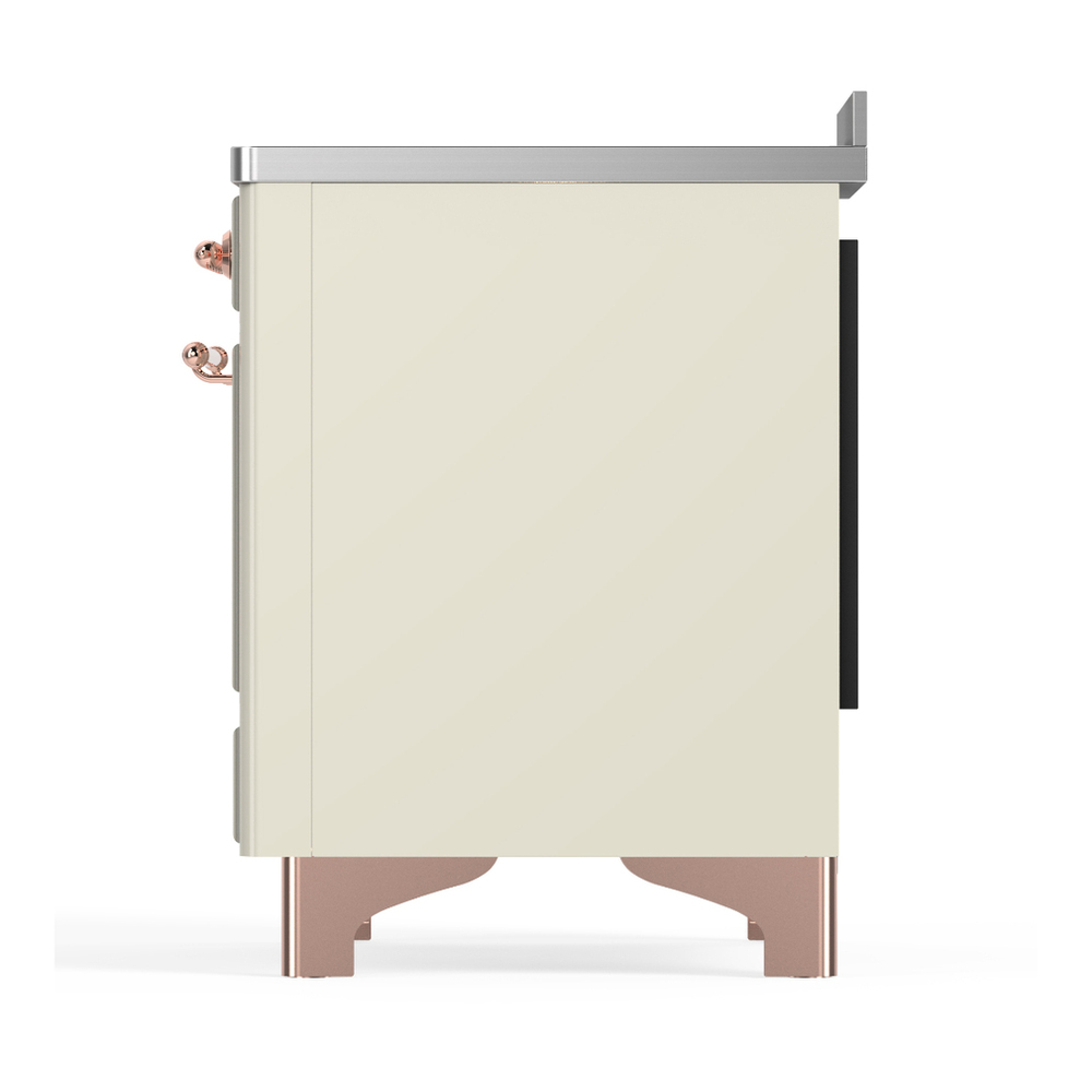 ILVE UMIB48NR3AWP Majestic III 48 inch Induction Range with 6 Elements, 5.02 cu. ft. Total Oven Capacity (Triple Glass Door, Antique White, Copper) 9 ILVE-UMIB48NR3AWP-Left Side View