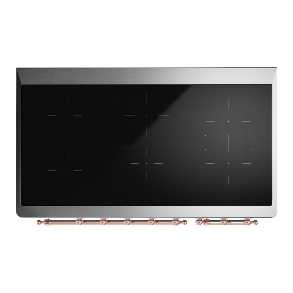 ILVE UMIB48NR3AWP Majestic III 48 inch Induction Range with 6 Elements, 5.02 cu. ft. Total Oven Capacity (Triple Glass Door, Antique White, Copper) 6 ILVE-UMIB48NR3AWP-Top View