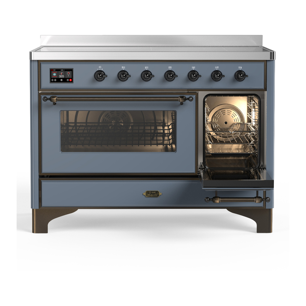 ILVE UMIB48NR3BGB Majestic III 48 inch Induction Range with 6 Elements, 5.02 cu. ft. Total Oven Capacity (Triple Glass Door, Blue Grey, Burnished) 4 ILVE-UMIB48NR3BGB-Secondary Oven Open View