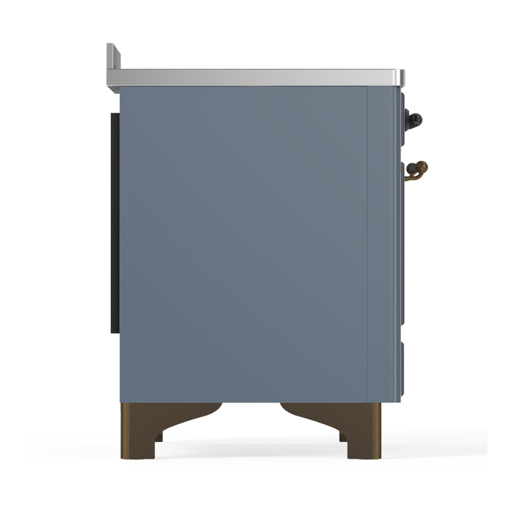 ILVE UMIB48NR3BGB Majestic III 48 inch Induction Range with 6 Elements, 5.02 cu. ft. Total Oven Capacity (Triple Glass Door, Blue Grey, Burnished) 8 ILVE-UMIB48NR3BGB-Right Side View