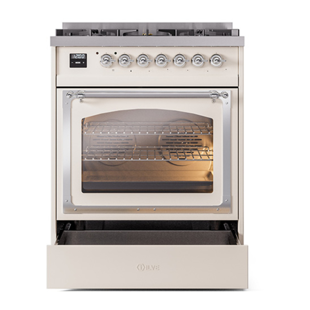 ILVE_UN30NMPAWCLP_Nostalgie_II_30"_Dual_Fuel_Range_drawer_opened