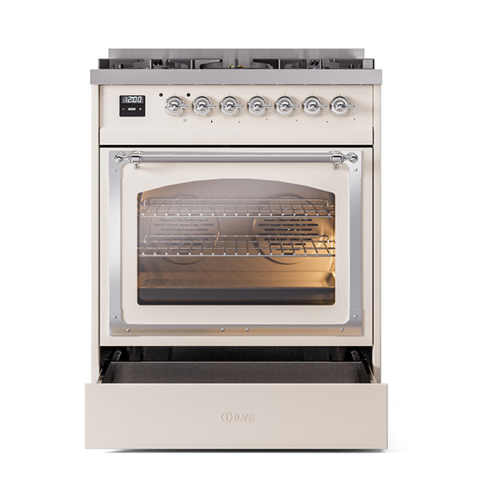 ILVE_UN30NMPAWC_Nostalgie_II_30"_Dual_Fuel_Range_drawer_opened