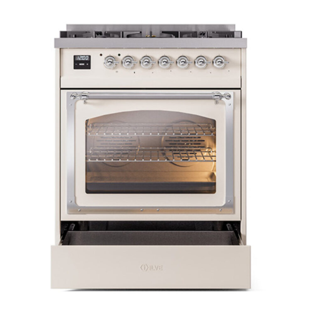 ILVE_UN30NMPAWC_Nostalgie_II_30"_Dual_Fuel_Range_drawer_opened
