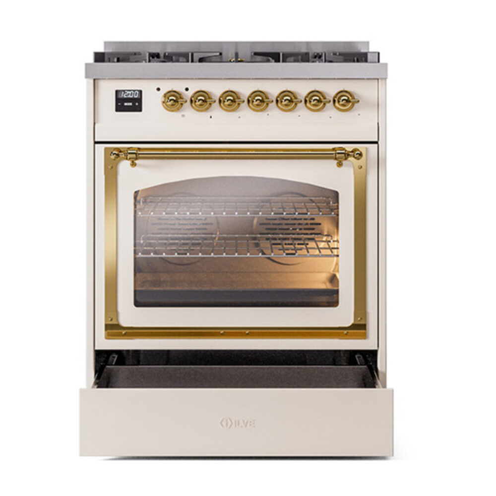 ILVE_UN30NMPAWGLP_Nostalgie_II_30"_Dual_Fuel_Range_drawer_opened