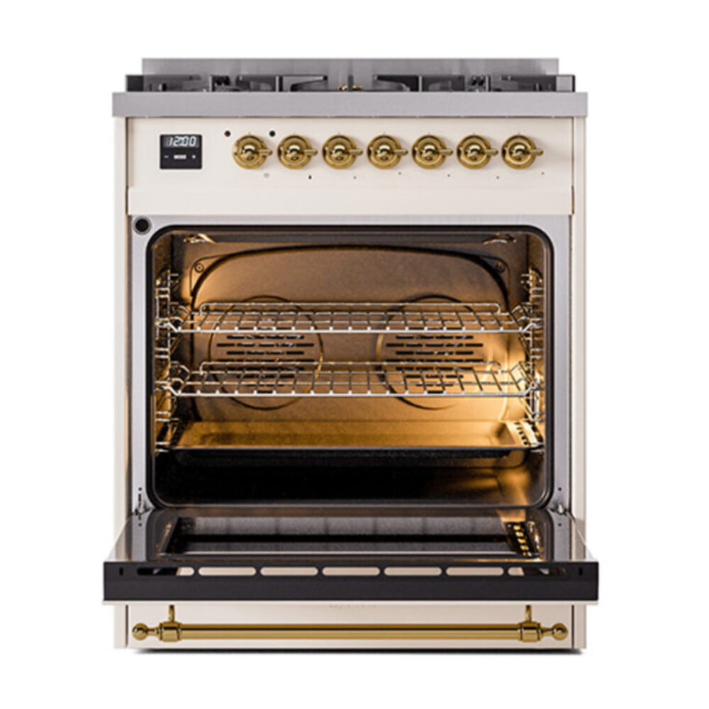 ILVE_UN30NMPAWG_Nostalgie_II_30"_Dual_Fuel_Range_oven_door_opened
