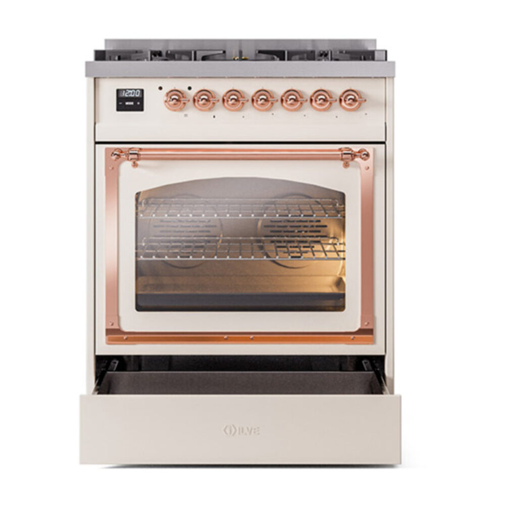 ILVE_UN30NMPAWPLP_Nostalgie_II_30"_Dual_Fuel_Range_drawer_opened